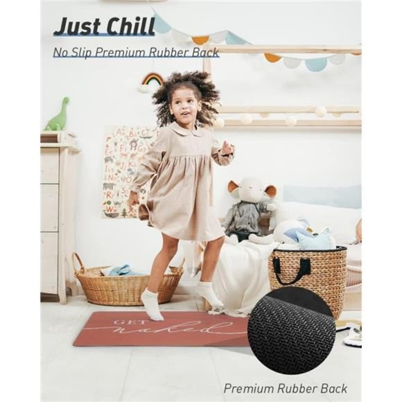 Super Cute - Quick Dry Bath mat 'Get Naked' Non Slip-Bathroom Rug 17" x 24" - Picture 5 of 6